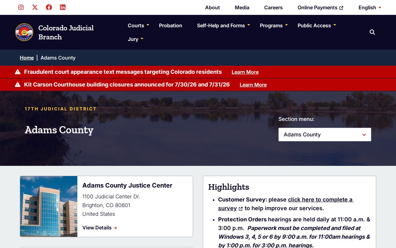 Adams County court records for released inmate confirmation